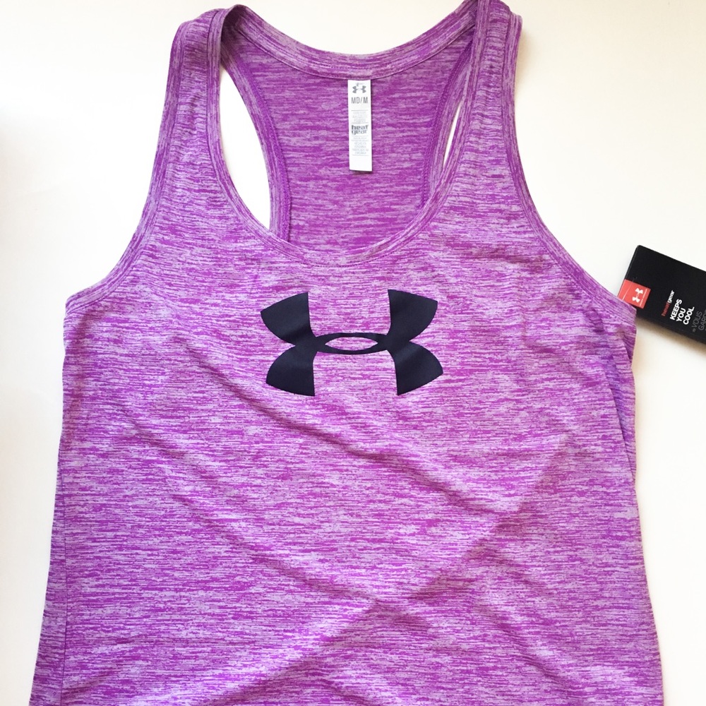 Purple UnderArmour workout tank top